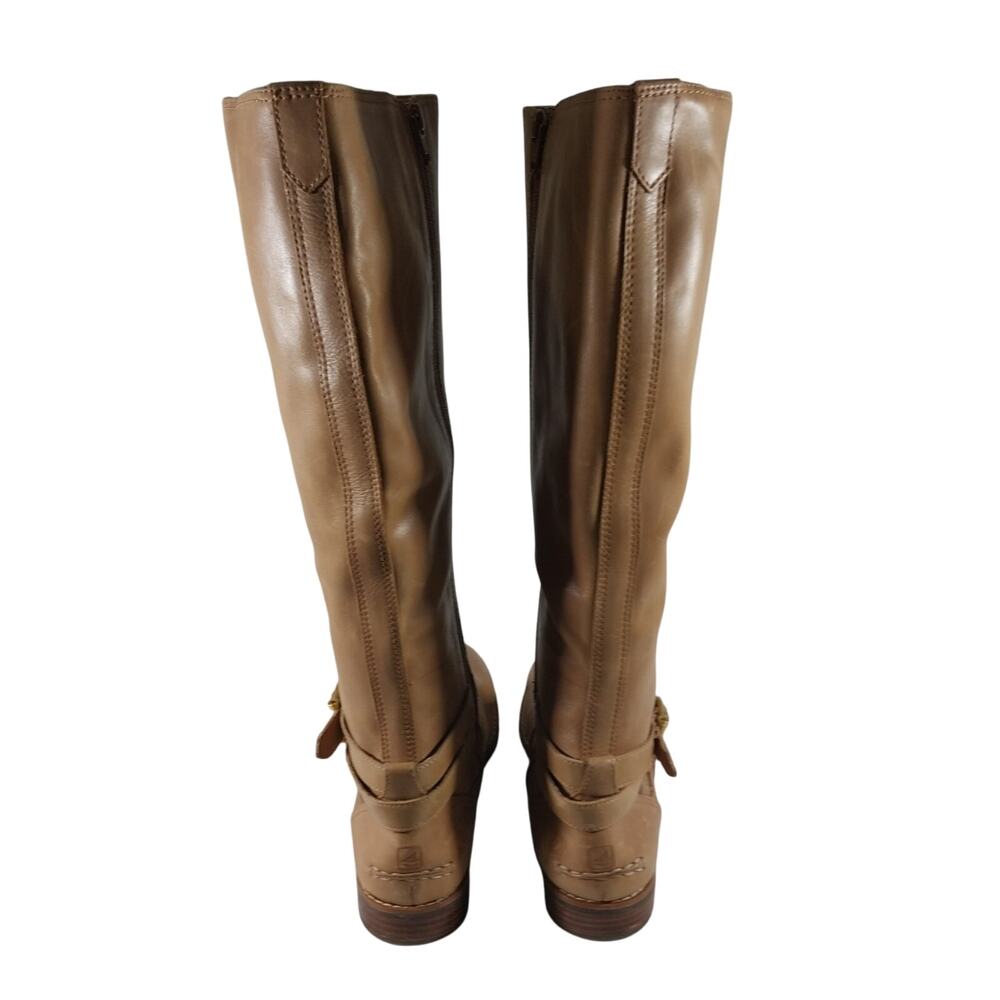 NWOT- FLAWED! SPERRY TOPSIDER! FAWN BEIGE/TAN GENUINE LEATHER BOOTS! SZ 9.5M - Picture 8 of 13